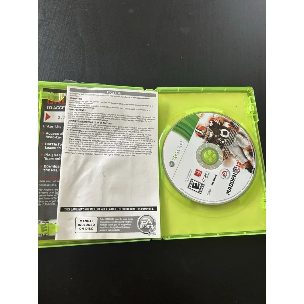 Madden NFL 12 (Microsoft Xbox 360, 2011)‎ EA Sports Football Video Game NFL